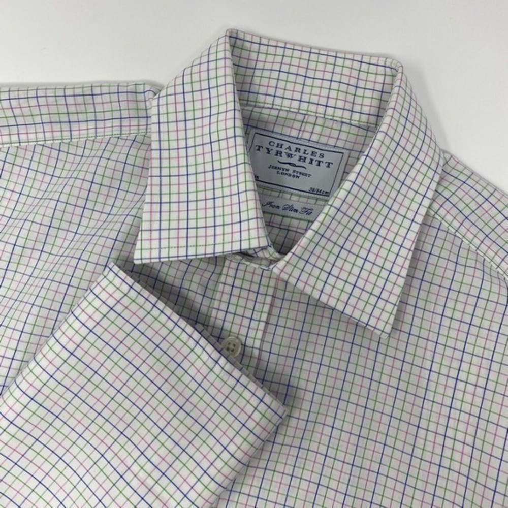 CHARLES TYRWHITT LONDON Non Iron‎ Slim Fit Multicolored Check Long Sleeve 15/33"